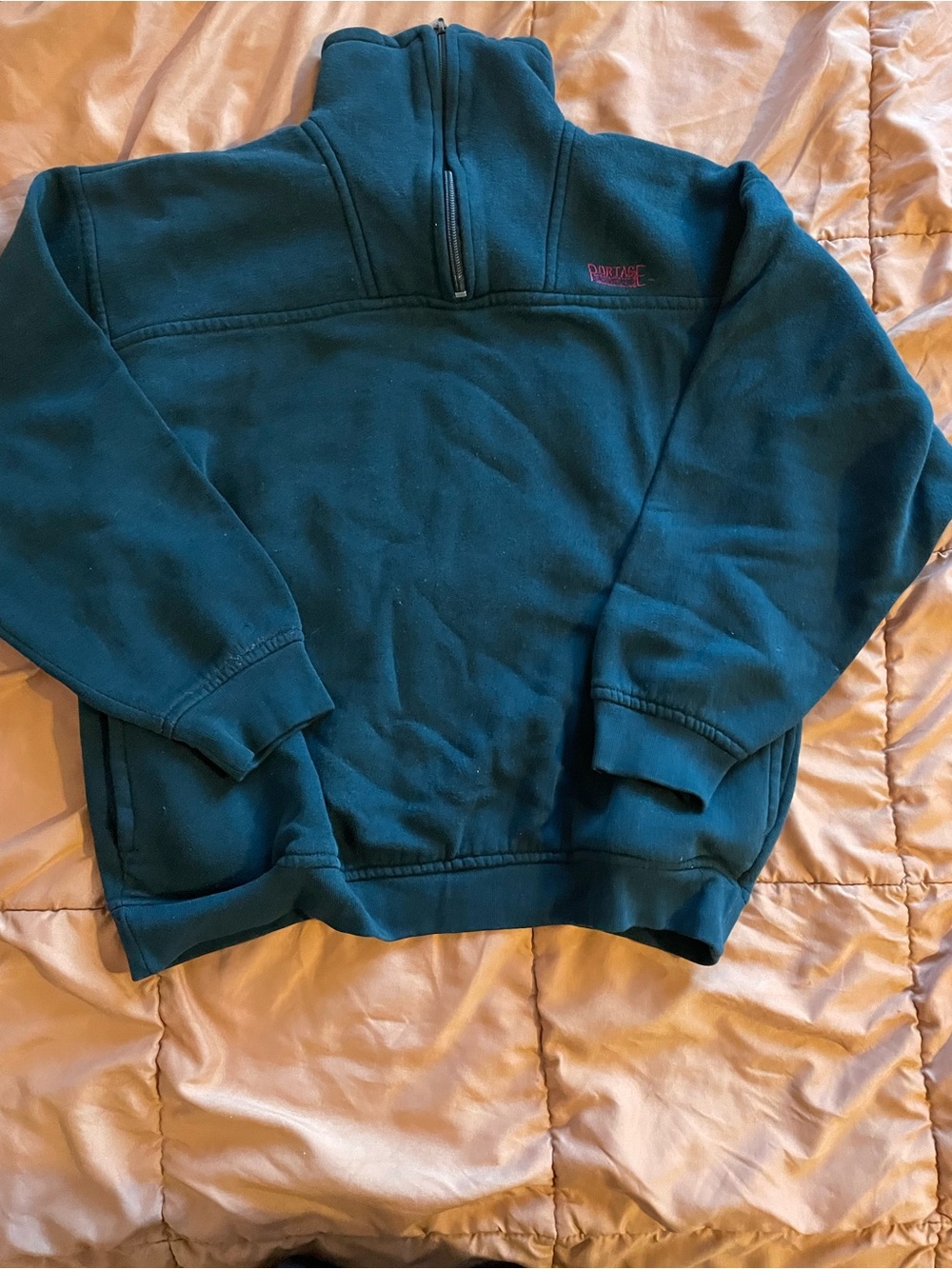 Vintage Teal Half-Zip Fleece Pullover
